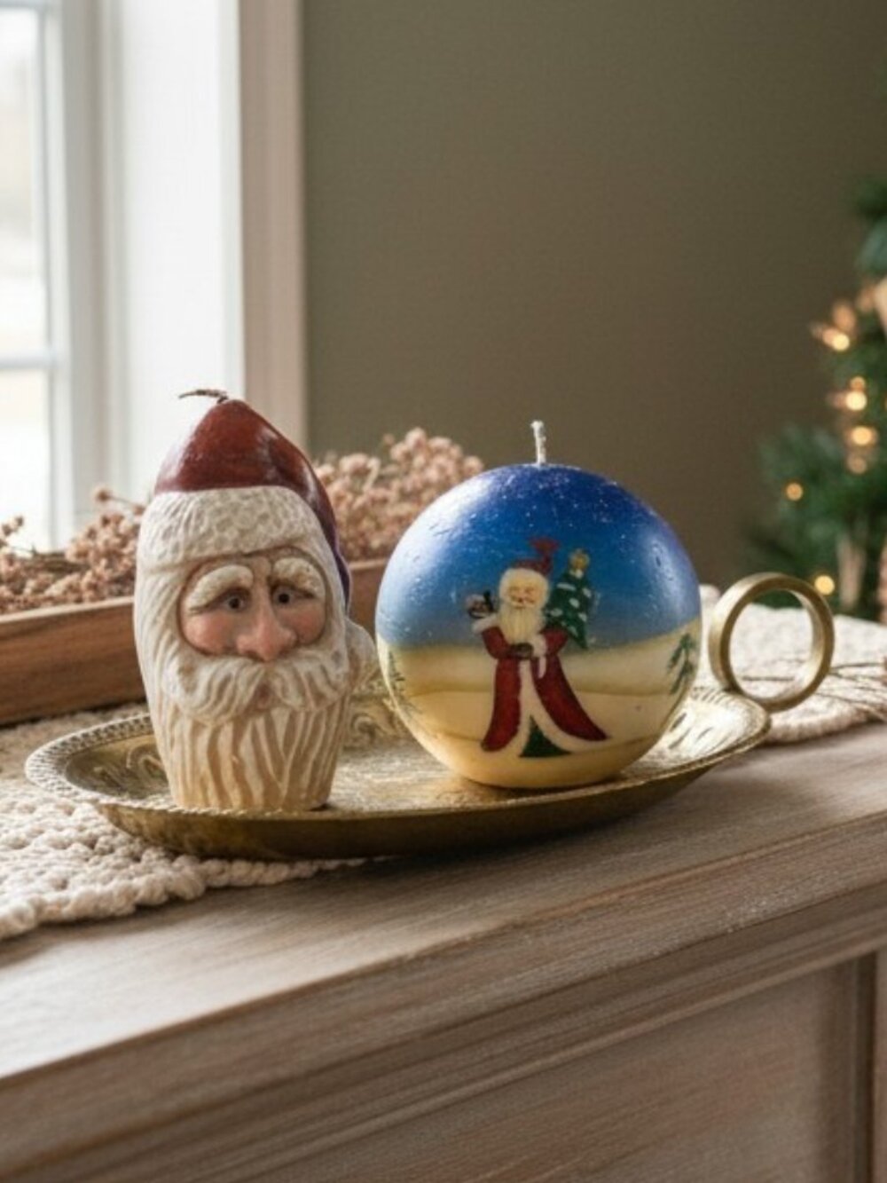 Christmas Holiday Candle Lot Votive Holders Round Wax Vintage Decor